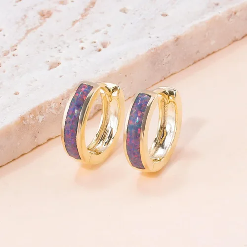 Vista 138 de CiNily Aretes Huggie de ópalo con bisagras, chapados en oro, hipoalergénicos, pequeños aretes de aro para mujeres, adolescentes, niñas, hombres