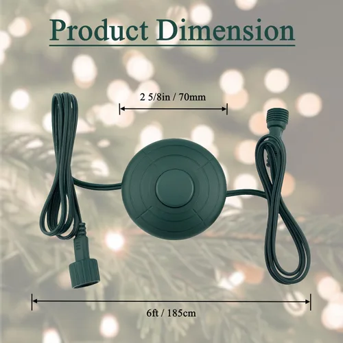 Vista 4 de Cable de alimentación con enchufe de 5/8 pulgada y interruptor de pie de encendido/apagado de 6 pies con módulo de control de luz para luces