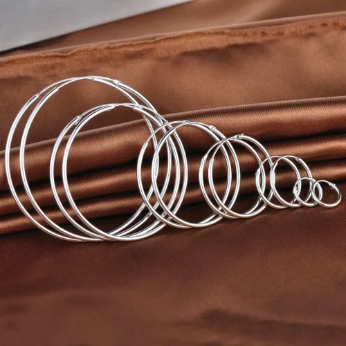 Vista 4 de Infinite U - Pendientes de aro para mujer, plata de ley 925 de 12 a 2.362in, pulido redondo con bisagras