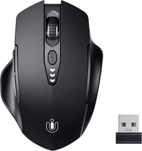 Vista 9 de Uineer Wireless Mouse, 2.4GHz Rechargeable Computer Mouse, Battery Display Azul y blanco