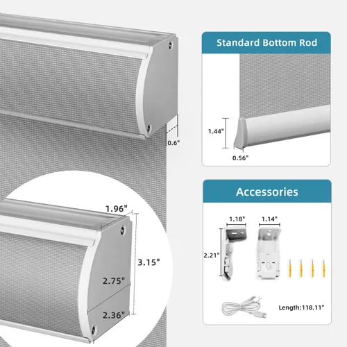 Vista 6 de SmartWings Persianas motorizadas filtrantes de luz, funcionan con Homekit, Alexa SmartThings Google, persianas inteligentes 50% opacas sin PVC