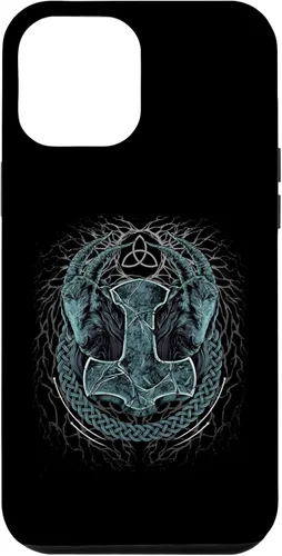 Vista 6 de Funda de mitología nórdica pagana para iPhone 15 Viking Mjolnir Thors Hammer
