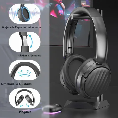 Vista 5 de Auriculares Bluetooth, auriculares híbridos con cancelación activa de ruido