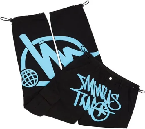 Vista 2 de Pantalones cargo para mujer, Y2K, cintura alta, holgados, pantalones de mezclilla, hip hop, rock, menos, dos pantalones deportivos sueltos