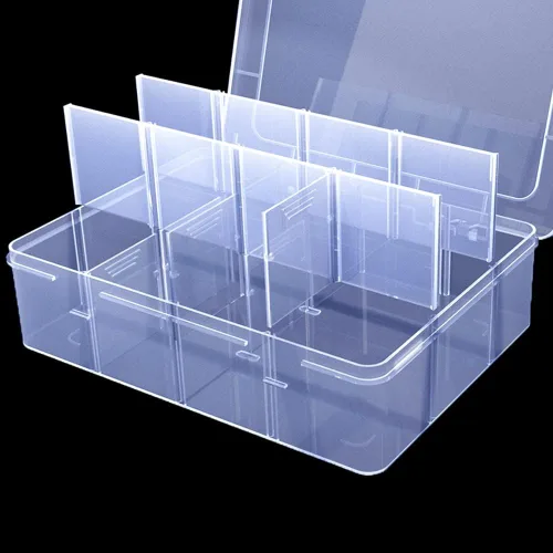 Vista 5 de Caja organizadora grande transparente, caja organizadora de 12 rejillas con divisores extraíbles para joyas, almacenamiento de cuentas, contenedor