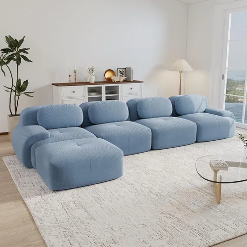Vista 92 de Sofás seccional modular de 80" sin huesos modernos para sala de estar, juego de sofás comprimidos de 2 plazas con asiento profundo, sin necesidad