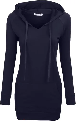 Vista 8 de BEPEI Sudaderas con capucha para mujer, manga larga, estilo túnica, elegantes, con bolsillos Negro