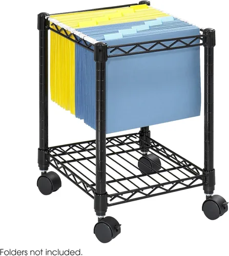 Vista 3 de Safco Carrito de archivos móvil compacto, se adapta a carpetas colgantes de tamaño carta y legal, carrito de archivoscarpetas de acero rodante