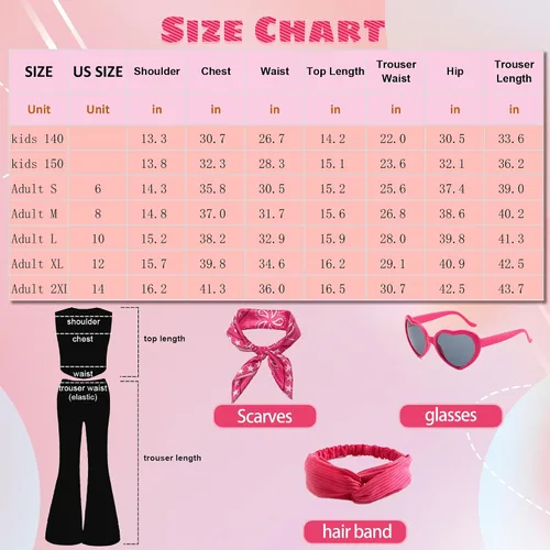 Vista 2 de Cuecutie Ken Costume Movie Doll Set 80s Retro Shirts Coat T-shirts Tops Flare Pants Party Dress Up for Men Women Kids