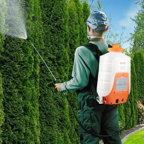 Vista 8 de VEVOR Pulverizador de mochila alimentado por batería, presión ajustable de 0-90 PSI, tanque de 4 galones, rociador de mochila con 8 boquillas y 2
