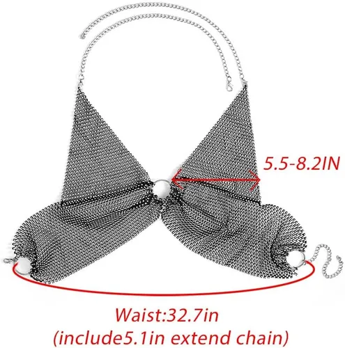 Vista 5 de Yokawe Sujetador de cristal sexy, cadena de cuerpo negro brillante con diamantes de imitación para bikini, brasier corto, fiesta, rave, festival