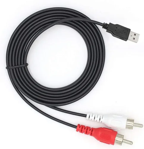 Vista 2 de Duttek Cable USB a RCA, cable auxiliar de audio RCA, USB 2.0 macho a 2 RCA macho, convertidor AV A/V, adaptador estéreo de divisor en Y para captura