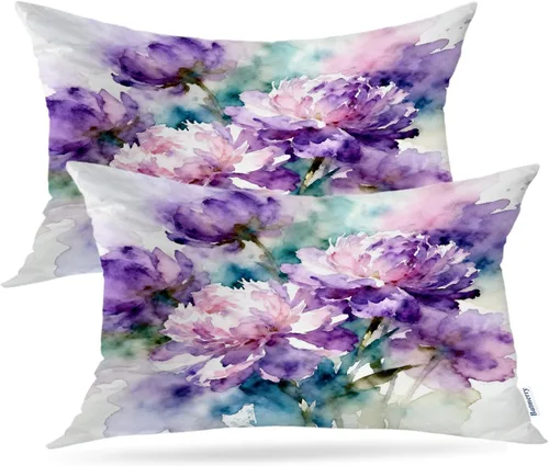 Vista 38 de Batmerry Autumn Maple Leaves Throw Pillow Covers, red Fall Orange Leaves Decorative Pillow Covers Digital Printing Blended for Couch Sofa Bed