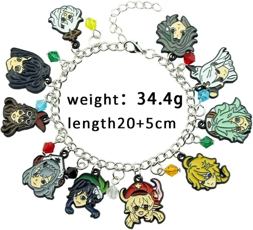 Vista 3 de KANGSHUN Genshin Impact Charm Pulsera de juego de joyería de dibujos animados, regalos de metal para fanáticos, mujeres, niñas y hombres, Sin gemas.