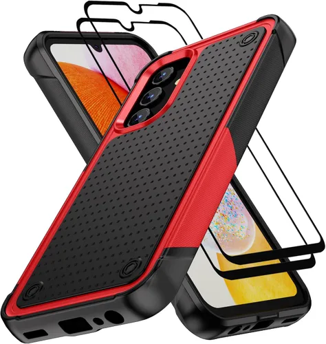 Vista 53 de Jeylly Funda compatible con Samsung Galaxy A12, Samsung Galaxy A12 con protector de pantalla de vidrio templado, protección contra caídas de grado