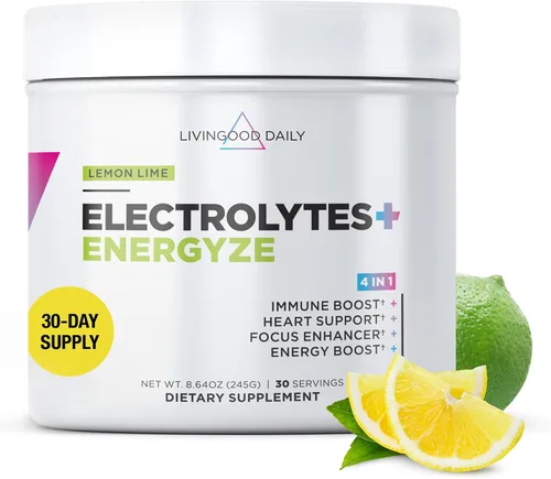 Vista 9 de Livingood Daily Electrolitos en polvo, mezcla de bebida hidratante de electrolitos con vitamina C, magnesio, taurina y sal marina, suplemento