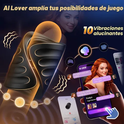 Vista 2 de Juguetes sexuales masculinos para hombres, masturbador masculino, vibrador de entrenamiento de pene con control por app, juguete sexual vibrador