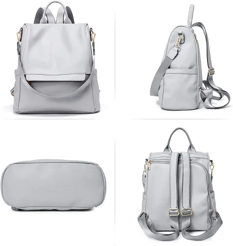 Vista 6 de CLUCI - Bolso de hombro tipo mochila de cuero para mujer, diseño grande y a la moda, para viajes