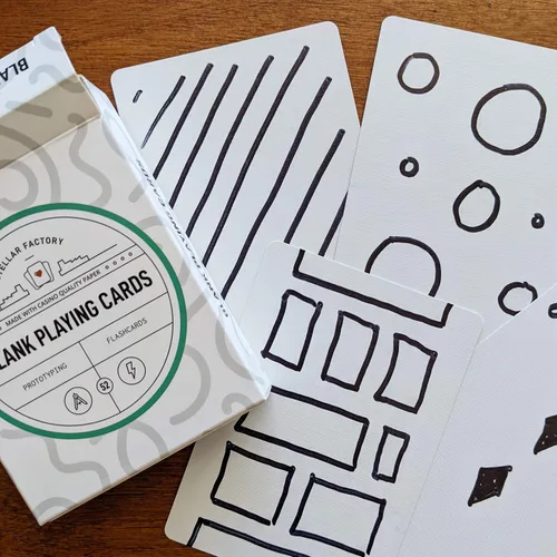 Vista 5 de Stellar Factory Cartas de juego en blanco premium (52 piezas) DIY, diseño de juegos, prototipos y tarjetas didácticas, 1 unidad