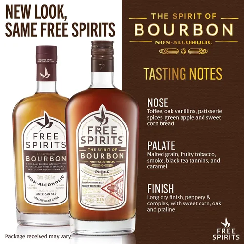 Vista 3 de Free Spirits Zero Proof Bourbon Alternative, Whisky Style Spirit, 25.4 fl oz Award Winning Non-Alcoholic Bourbon for Mocktails, Low Calorie