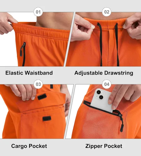 Vista 5 de Bikewa Pantalones cortos de ciclismo de montaña para hombre, con acolchado 3D, ajuste holgado, con bolsillos con cremallera