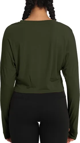 Vista 3 de Mippo Womens Oversized Long Sleeve Workout Crop Top Batwing Sleeve Shirts with Thumb Holes