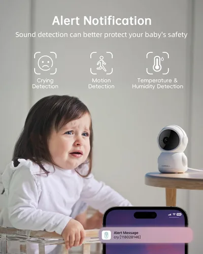 Vista 4 de ZUMIMALL Cámaras 5MP 5G para seguridad en el hogar al aire libre, monitor de bebé WiFi 5G/2.4G con cámara y audio, cámara de seguridad de grabación