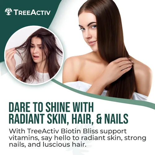 Vista 2 de Biotin Bliss Skin Hair Nails Vitaminas + Saw Palmetto Suplemento Volumizador y Espesante Fórmula para Hombres Mujeres Folato MSM B Complejo