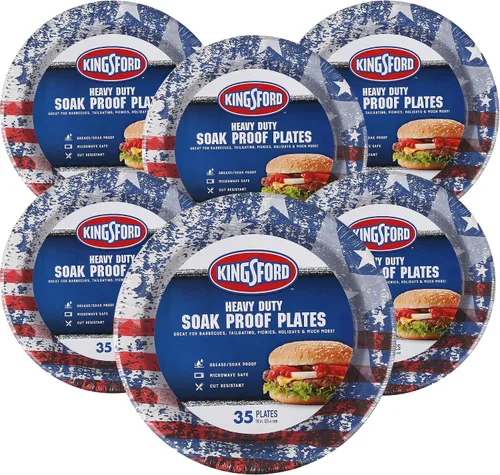 Vista 6 de Kingsford Platos de papel resistentes, 35 unidades, bandera estadounidense