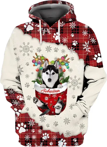 Vista 23 de Sudadera con capucha 3D personalizada para perro, diseño de perro con nombre personalizado, sudadera con capucha de perro de amor, camisa de perro