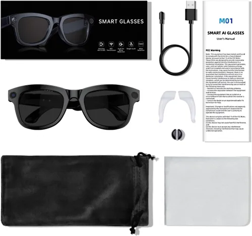 Vista 7 de Lentes inteligentes AI con cámara de 800 W, grabación de video, traducción en tiempo real, control de música, WiFi/Bluetooth 5.3 gafas inteligentes