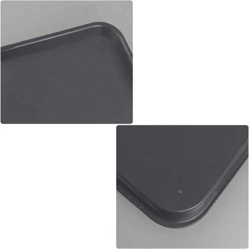 Vista 2 de Paquete de 4 bandejas de plástico para comida rápida, bandeja para servir, bandejas rectangulares de plástico gris para servir comida rápida, F
