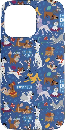 Vista 21 de Disney Funda para iPhone 17 con texto en inglés «Dogs I Love My Dog», color azul