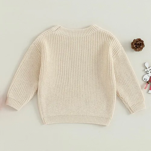 Vista 7 de Suéter de punto de gran tamaño para bebé niño y niña, suéter grueso de manga larga, suéter cálido para otoño e invierno
