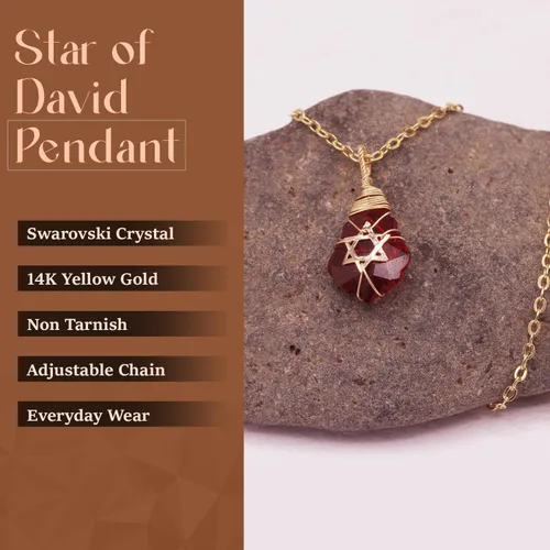 Vista 16 de Collar de estrella de David para mujeres y hombres, collar de estrella judía relleno de oro de 14 quilates, collar de Israel