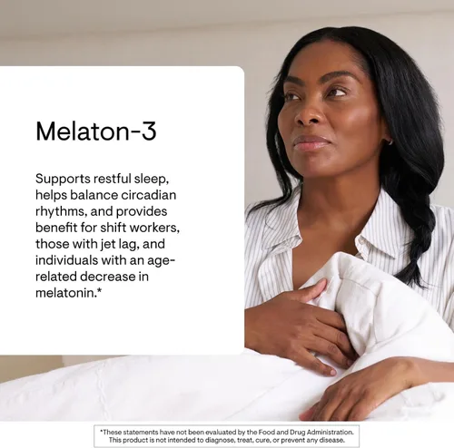 Vista 3 de THORNE Melaton-3-3mg Melatonina - Apoya los ritmos circadianos, el sueño reparador y la relajación - Sin gluten, sin soya sin lácteos - 60 cápsulas