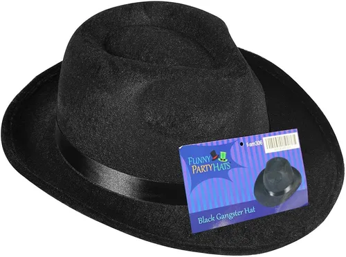 Vista 6 de Funny Party Hats - Sombreros negros de Gangster - Sombreros negros tipo Fedora - Sombreros de disfraz - Accesorios de disfraz