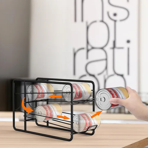 Vista 3 de MOOACE Paquete de 4 Estantes Dispensadores de Latas, Organizador Soporte Apilable de Almacenamiento de Latas para Alimentos Enlatados Gabinete