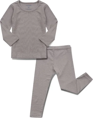 Vista 32 de AVAUMA Conjunto de pijama para bebés, niños y niñas, ajuste ceñido, con nervaduras, ropa de dormir para el estilo de vida diario Negro/Azul