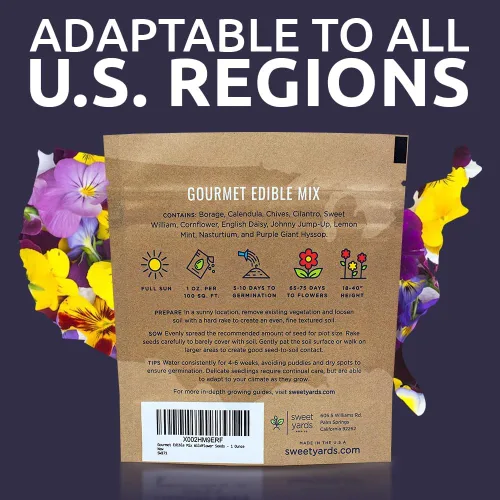 Vista 7 de Wildflower Seeds - Mezcla de flores comestibles, 1 onza más de 7,000 semillas anuales y perennes polinizadas abiertas