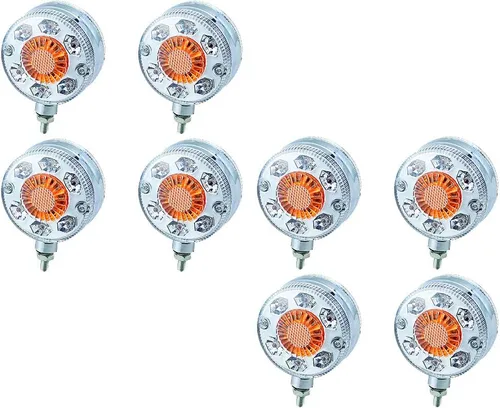 Vista 15 de Astra Depot 1 par de luces de cara doble de 24 LED de 3 pulgadas redondas, rojas/ámbar/blancas con lente transparente, para guardabarros SEMI CAMIÓN
