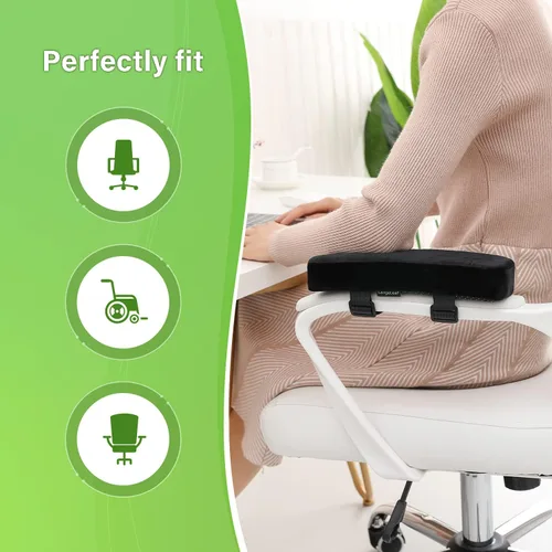 Vista 5 de LargeLeaf Silla con almohadillas de espuma viscoelástica para reposabrazos de 2 piezas Cubierta transpirable de apoyo firme