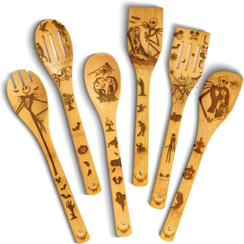 Vista 13 de Prime - Juego de 3 cucharas de madera de bambú para cocinar, utensilios de cocina de madera con mango largo, incluye cuchara plana de madera