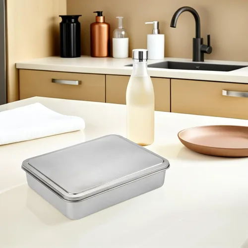 Vista 6 de DOITOOL Molde para pasteles de acero inoxidable con tapa de 11 x 13 pulgadas, antiadherente, rectangular, de metal, para tartas, tiramisú, cazuelas