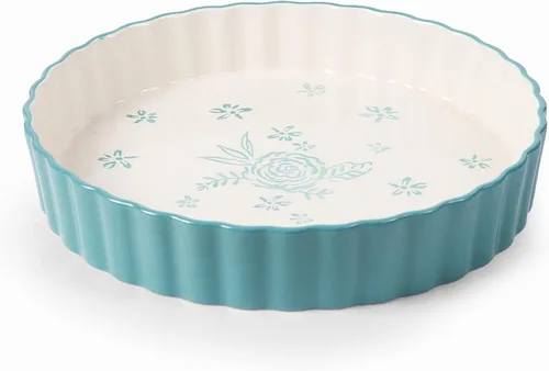 Vista 5 de Wisenvoy Sartén para tartas de cerámica para quiche, bandeja para tartas de 9 pulgadas de profundidad, sartén para quiche