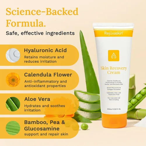 Vista 3 de Rejuvaskin Crema de recuperación de la piel con aloe vera, crema para aliviar el eccema para pieles secas, picazón y sensibles, hidratante