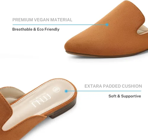 Vista 3 de MUSSHOE - Zuecos para mujer, planos, cómodos y puntiagudos