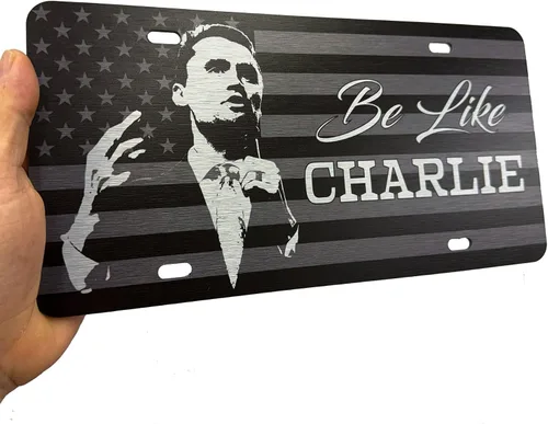 Vista 22 de JASS GRAPHIX Placa de matrícula personalizada con la bandera estadounidense de línea amarilla, homenaje personalizado a despachadores y operadores