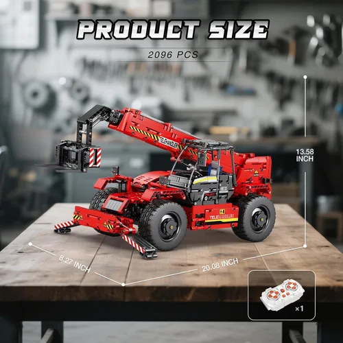 Vista 5 de Reobrix Juego de Bloques de Construcción de Brazo Telescópico con Motor, Modelo Mecánico de Grúa RC, Juego de Camión de Hormigonera de Control