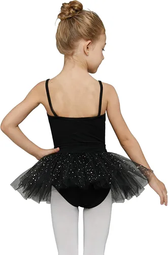 Vista 2 de MdnMd Trajes de bailarina para niñas pequeñas, tutú de ballet con leotardo y falda de bailarina